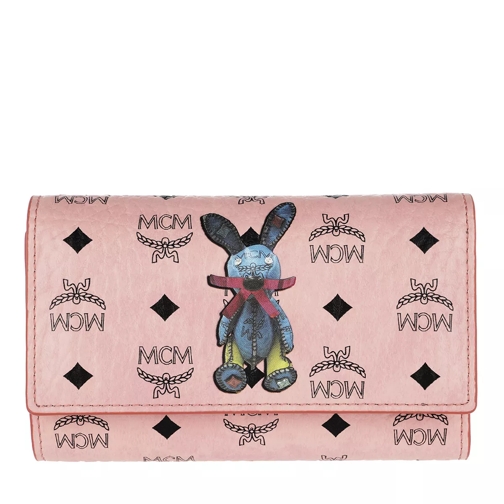 MCM Rabbit Flap Wallet Tri-Fold Medium Soft Pink Portemonnaie mit Überschlag