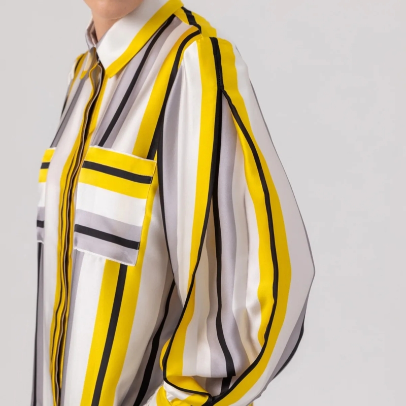 Helene Galwas Bluse Oversize Bluse aus Seidensatin JACQUELINE gelb(Image 4)