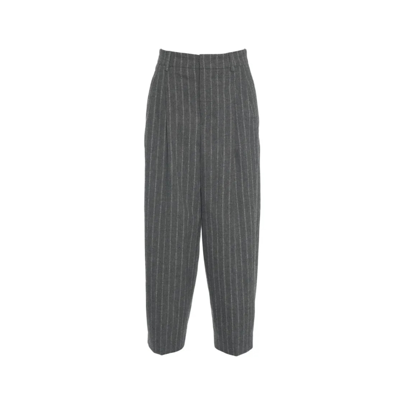 ROSSI  Pinstripe Pleated Trousers Grey
