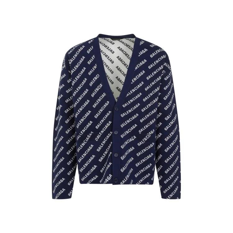 Balenciaga - Navy Blue Cotton All-Over Cardigan - Größe 3 - blau