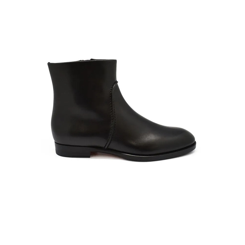 Santoni Stiefel Calf Leather Boots With Side Zipper Black