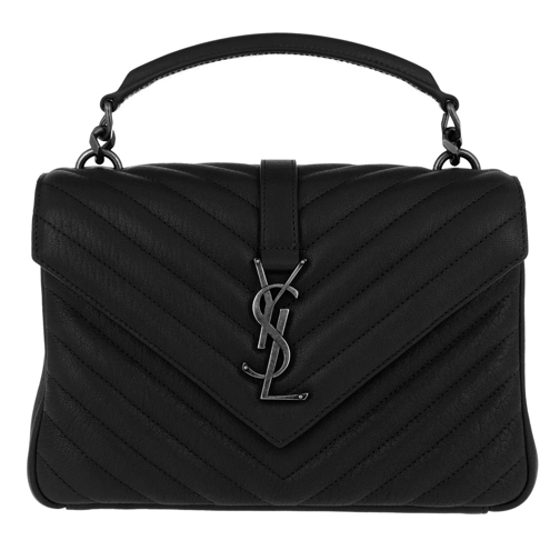 Saint Laurent YSL Monogramme College Bag Quilted Leather Medium Black Satchel