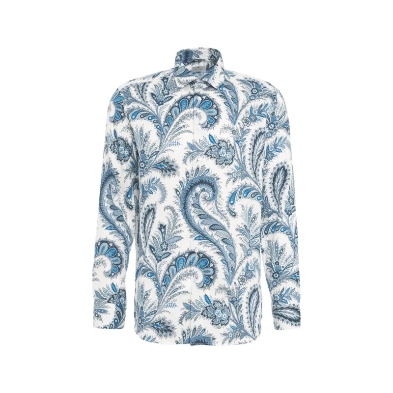 Etro Overhemd Motif Shirt Paisley Blue