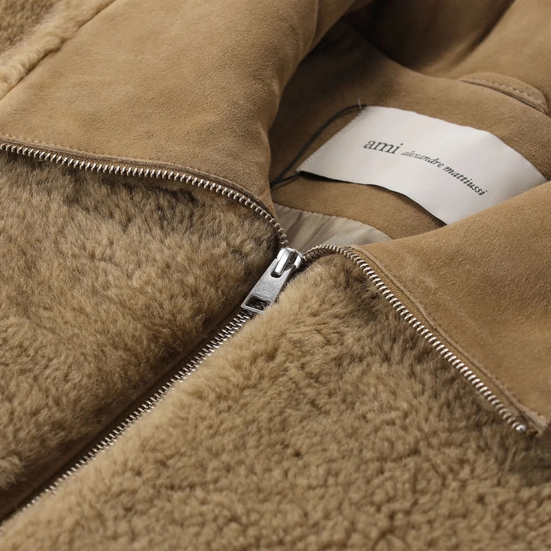 AMI Paris Jacke Jacke aus Lammfell braun(Image 3)