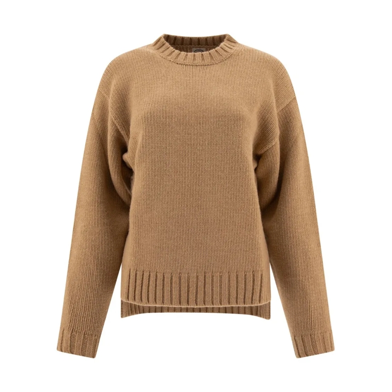 Ines De La Fressange Pull Ribbed Merino Wool Sweater Brown