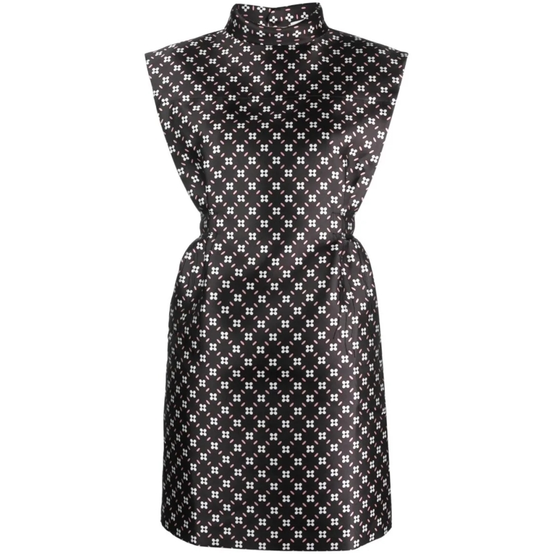 Lanvin Minikleid Floral-Print Satin Minidress Black