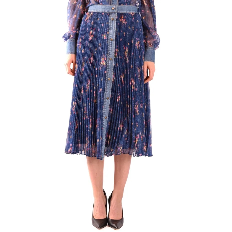 Philosophy Di Lorenzo Serafini Midirok Pleated Midi Skirt With Multicolor Floral Print Grey