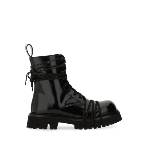 Moschino Stiefel Glossy Leather Lace-Up Boot With Sole Black