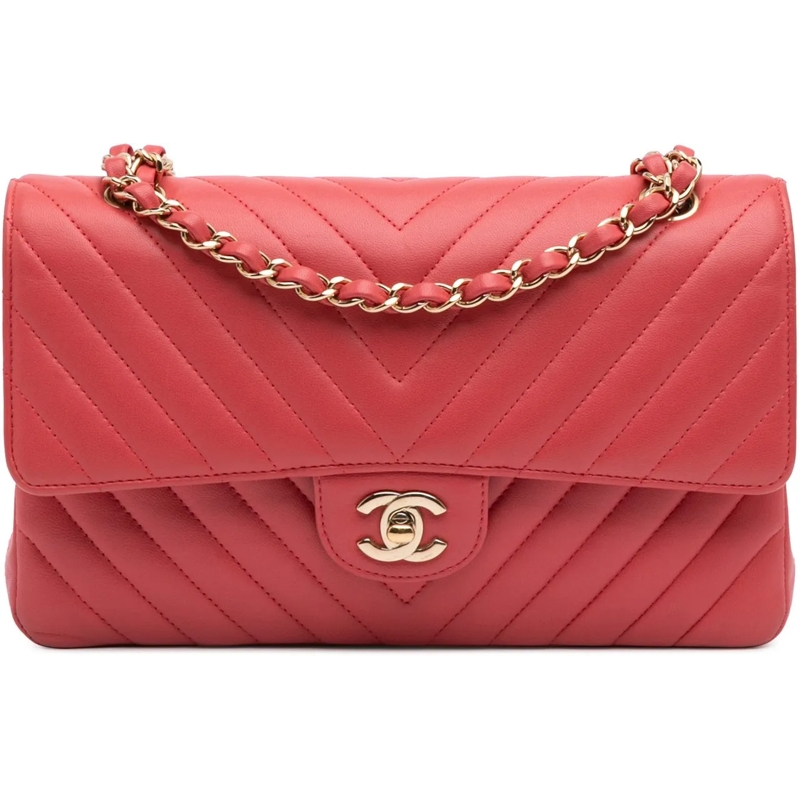 Chanel Sac à bandoulière Medium Classic Chevron Lambskin Double Flap rot