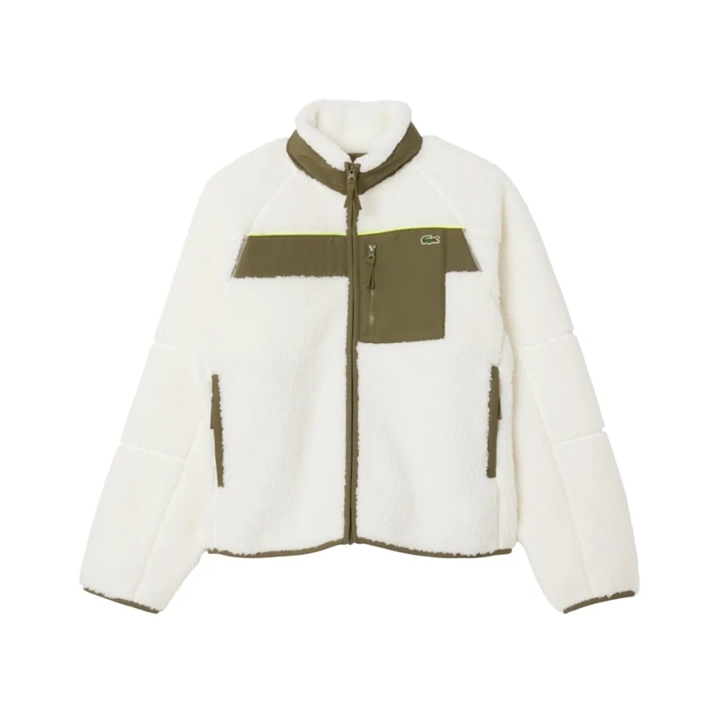 Lacoste  Soft Sherpa Fleece Jacket White