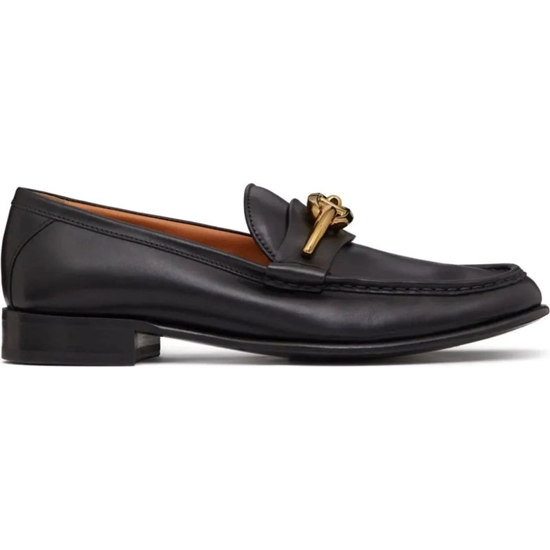 Valentino Garavani Loafer V-Logo Moon Leather Loafers Black