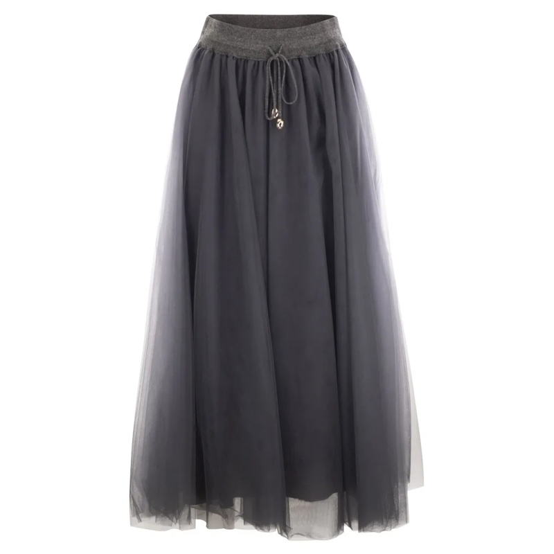 Fabiana Filippi Midirok Tulle Midi Skirt Grey