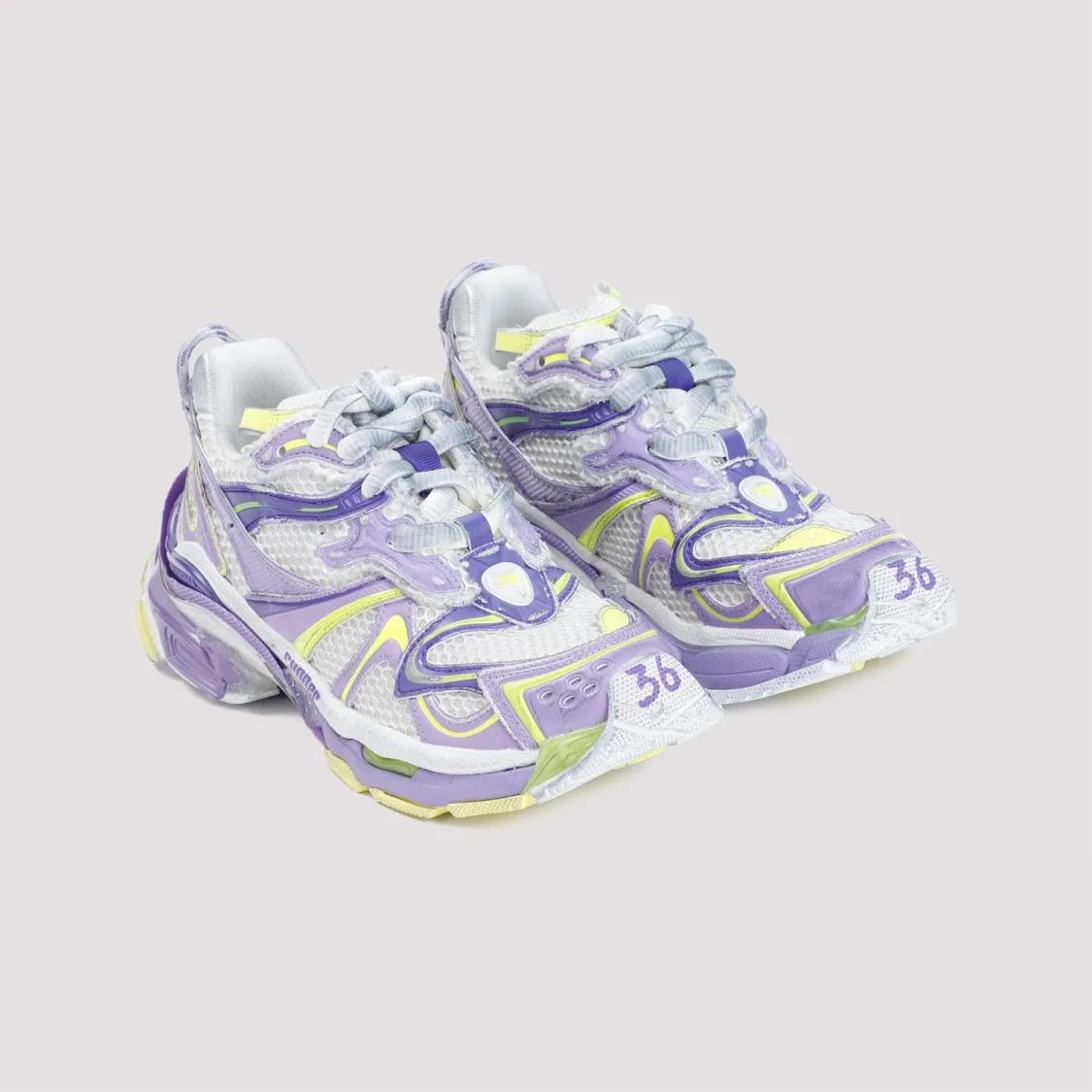 Balenciaga Low-Top Sneakers Runner 2 Lilac Yellow Polyurethane Sneakers in wit