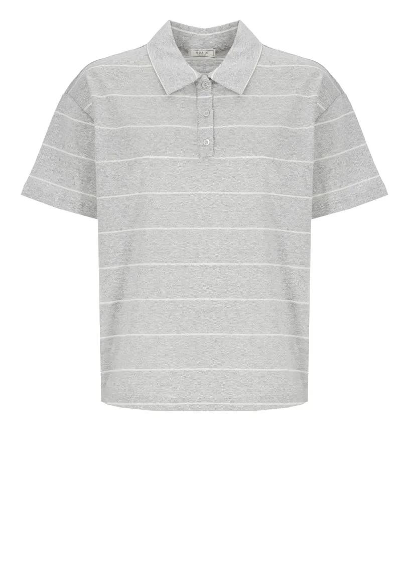 Thumbnail - Peserico - Grey Linen And Cotton Polo - Größe 42 - gray