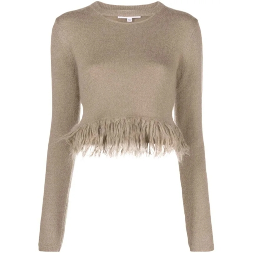 J.W.Anderson Pullover Fringed-Hem Cropped Knitwear Jumper Brown