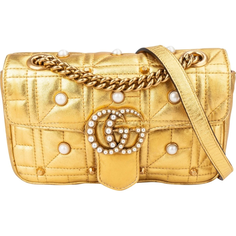 Gucci Schultertasche Gucci Limited Golden Leather Pearly Marmont Crossb mehrfarbig