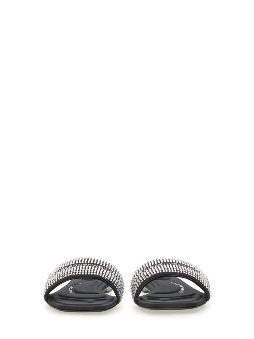 Thumbnail - Alexander Wang Sandalen - Wide-Strap Satin Sandals With Crystal Accents - Gr. 37 (EU) - in Schwarz - für Damen