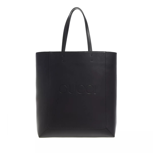 Gucci Large Tote Leather Black/Black Rymlig shoppingväska