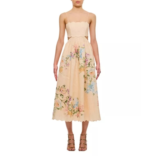 Zimmermann  Halliday Scallop Midi Dress Multicolor