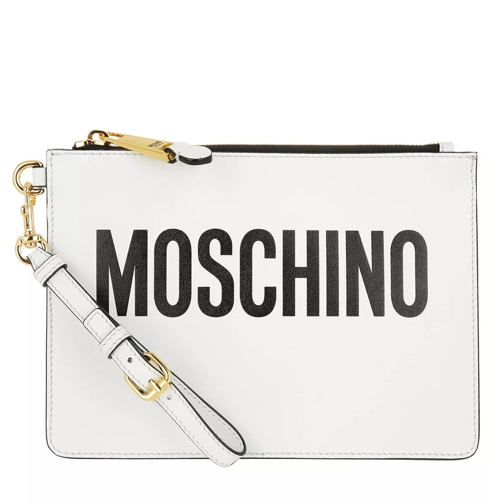 Moschino Logo Clutch Leather White Aftonväska med spänne