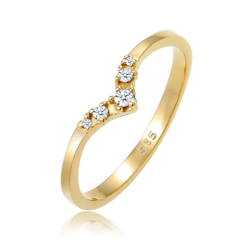 Elli Ring Verlobungsring V-Form Diamant 0.07 ct 585 Gel gold Diamantring