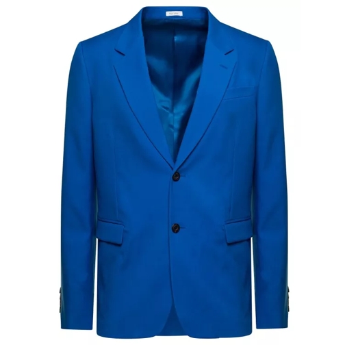 Alexander McQueen Blue Single-Breasted Jacket With Contrasting Botto Blue 