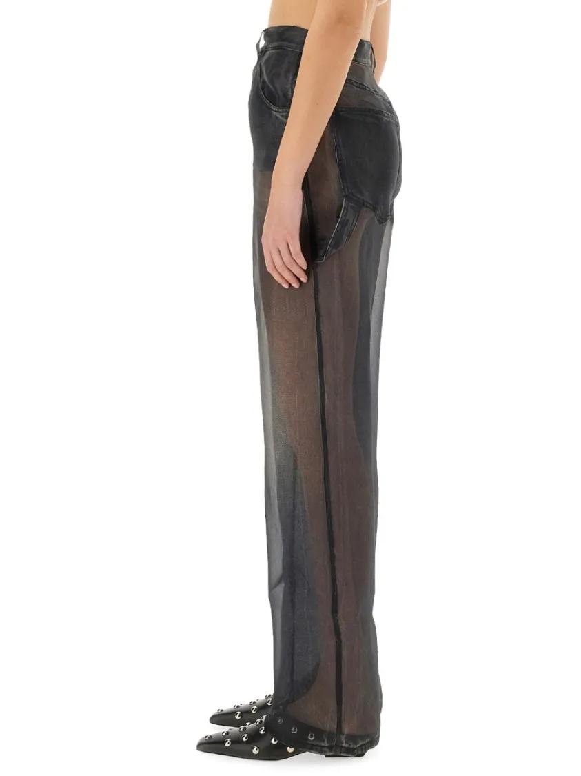 デニム・ジーパン Haikure Wide-Fit Black Organza Overlay Pants Haikure Wide-Fit Black Organza Overlay Pants Black | Jeans