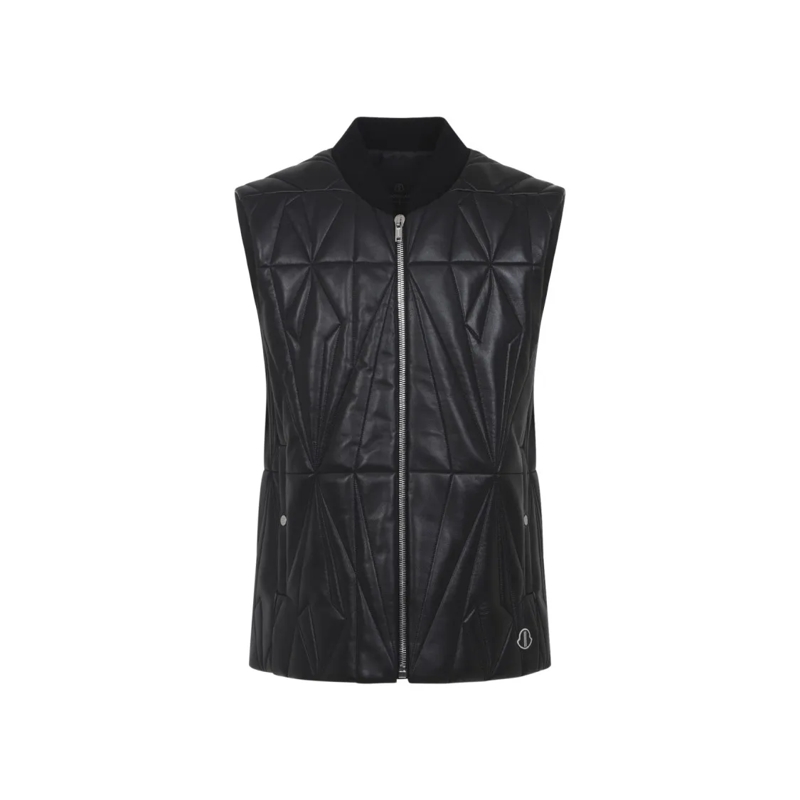 Moncler Daunenjacke Geometric Quilted Flight Vest With Rib Knit Detail Black