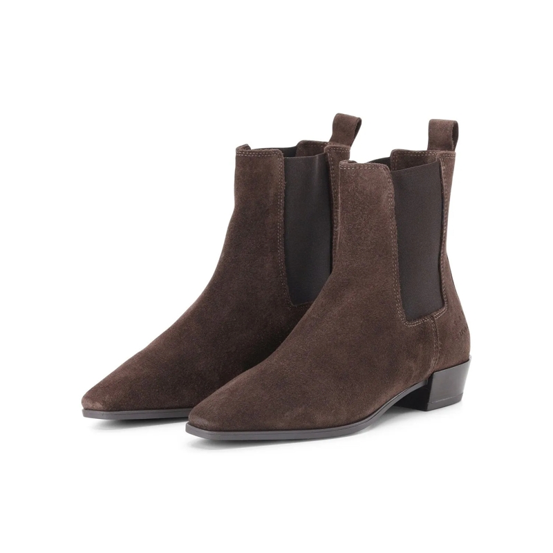 Copenhagen Bottes Chelsea Pointed Toe Calf Suede Ankle Boots Brown