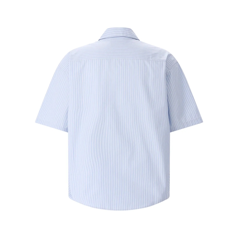 AMI Paris Hemd Light Blue Short-Sleeve Shirt With Pearl Accents Grey(Image 5)