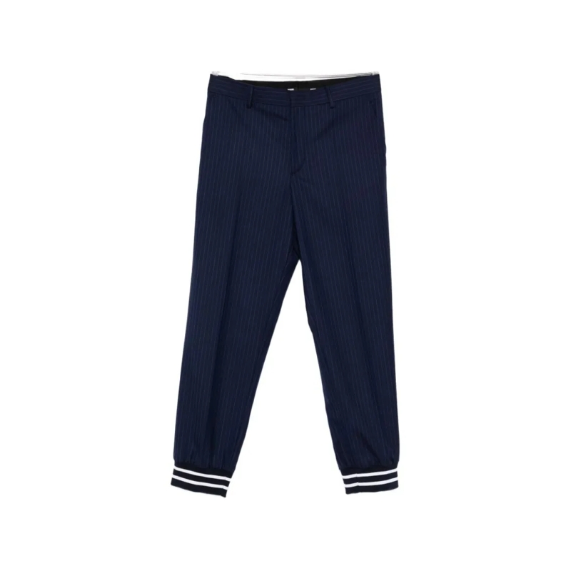 Moschino Pantalon Relaxed-Fit Pinstripe Trousers With Sporty Ribbed  Blue
