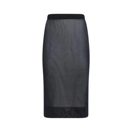 Saint Laurent Midi Rokken Blue Nuit Viscose Midi Skirt Blue