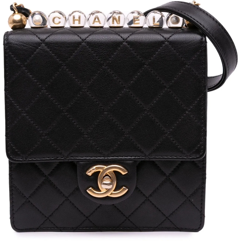 Chanel Schultertasche Small Lambskin Chic Pearls Flap schwarz