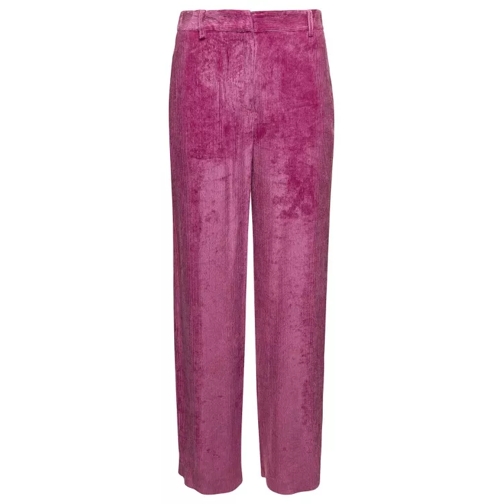 Grifoni Pink Straight Pants With Concealed Fastening In Co Pink Byxor