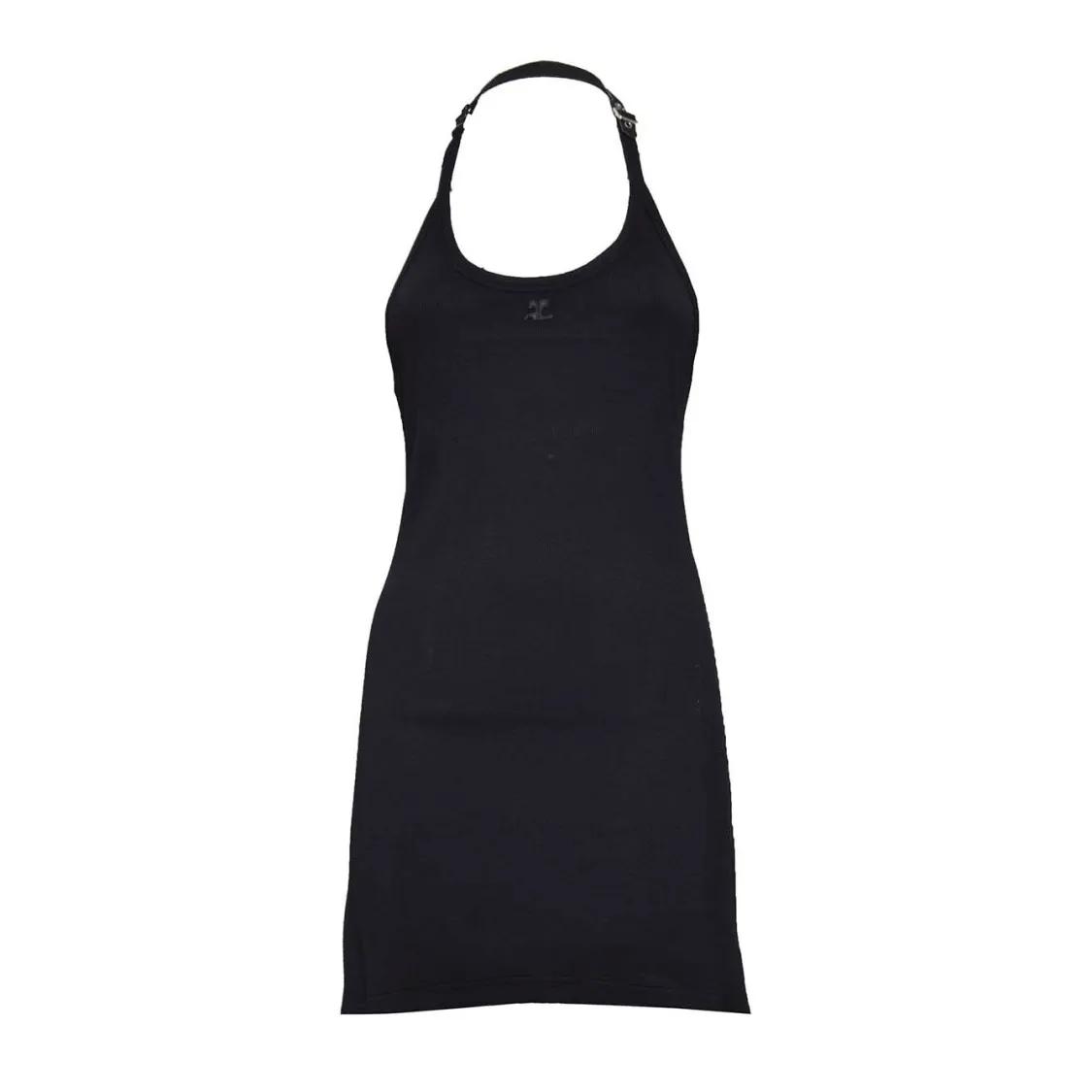 Thumbnail - Courrèges - Holistic Buckle 90'S Black Cotton Short Dress - Größe M - schwarz