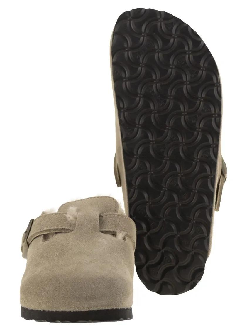 Thumbnail - Birkenstock Loafer - Boston - Sabot With Fur Lining - Gr. 40 (EU) - in Beige - für Damen