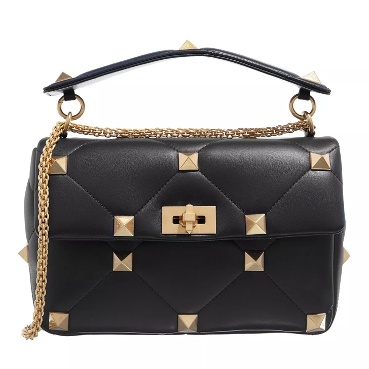 Valentino Garavani Roman Stud Large Shoulder Bag Black Satchel