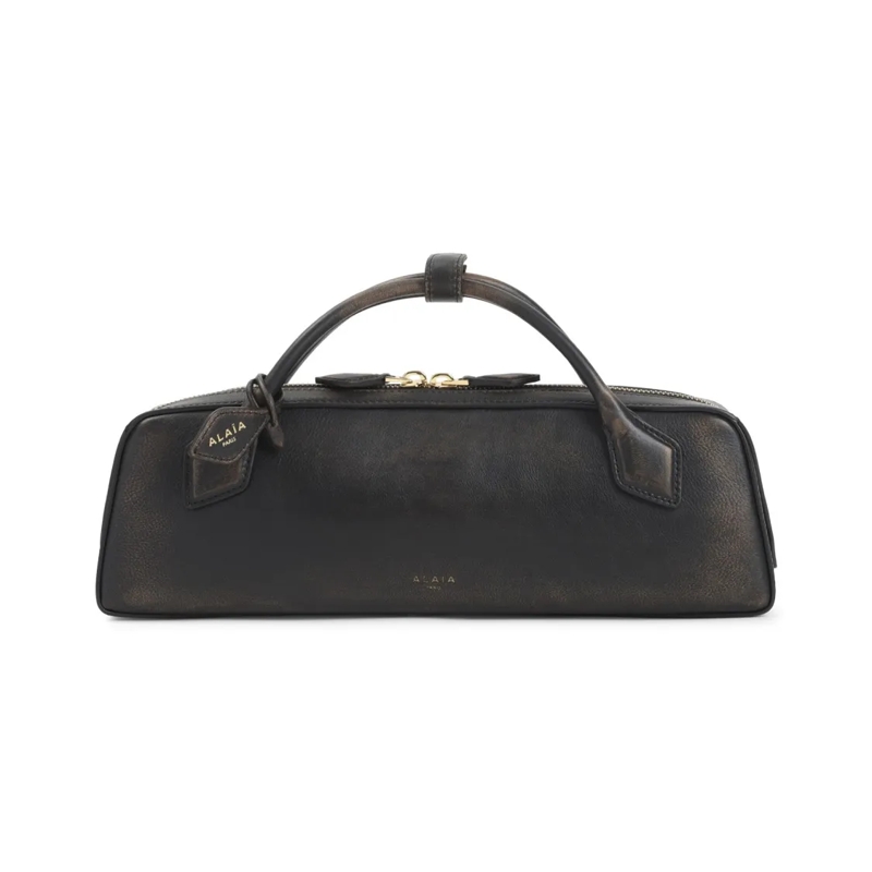 Alaia Pochette Rectangular Black Calf Leather Clutch With Embosse Black