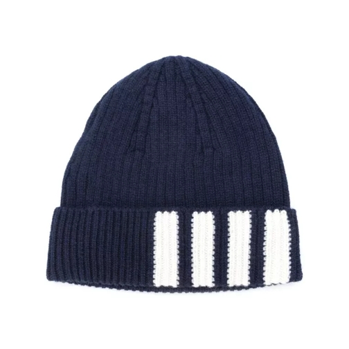 Thom Browne  Navy-Blue 4-Bar Striped Beanie Black