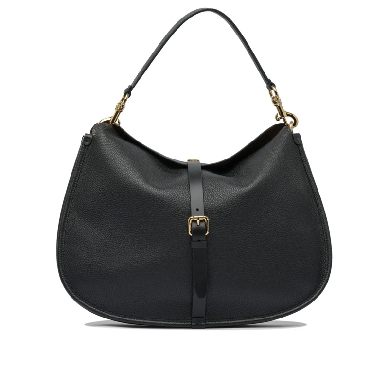 Etro Schultertasche Curved Leather Shoulder Bag Black