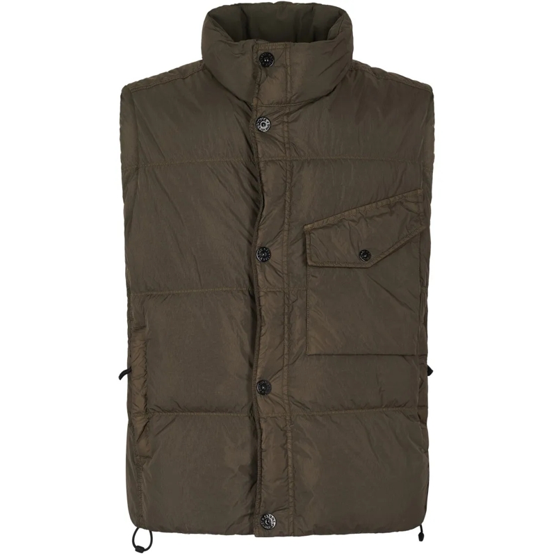 Stone Island Doudoune Padded Oversized Jacket With High Collar And Flap  Green