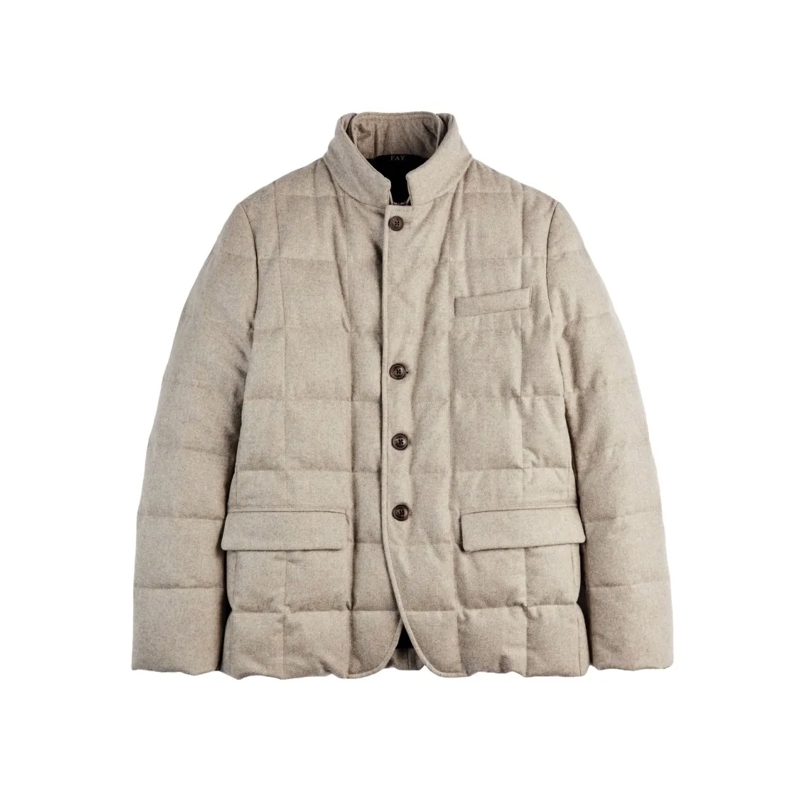 Fay Daunenjacke Padded Boxy Down Jacket With Flap Pockets Neutrals