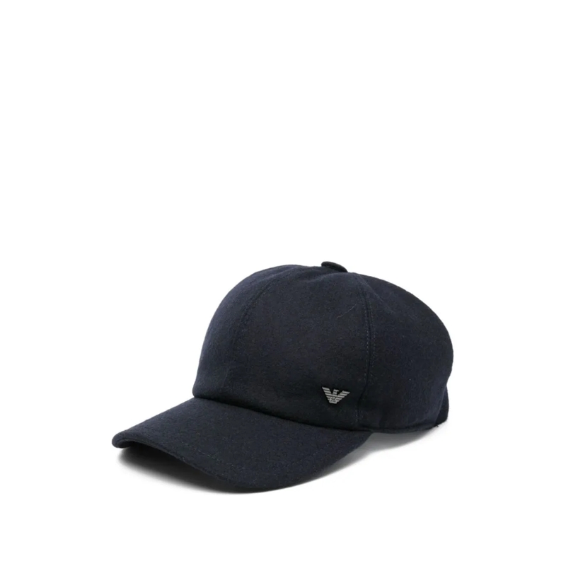 Emporio Armani Hoed Navy Wool Blend Baseball Cap Black