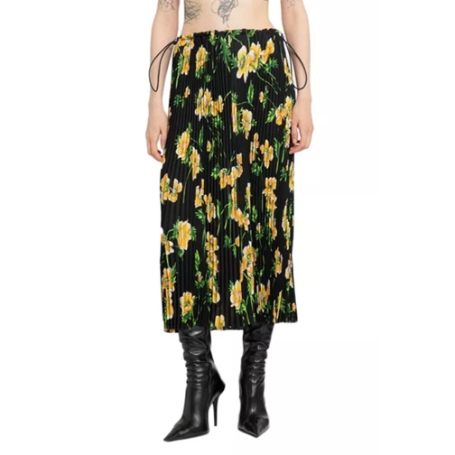 Balenciaga Flower Pleated Skirt Black 
