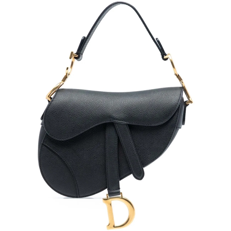 Christian Dior Schultertasche Mini Grained Calfskin Saddle Bag schwarz