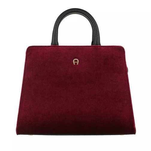 AIGNER Cybill Velluto Handle Bag Extra Small Burgundy Tote