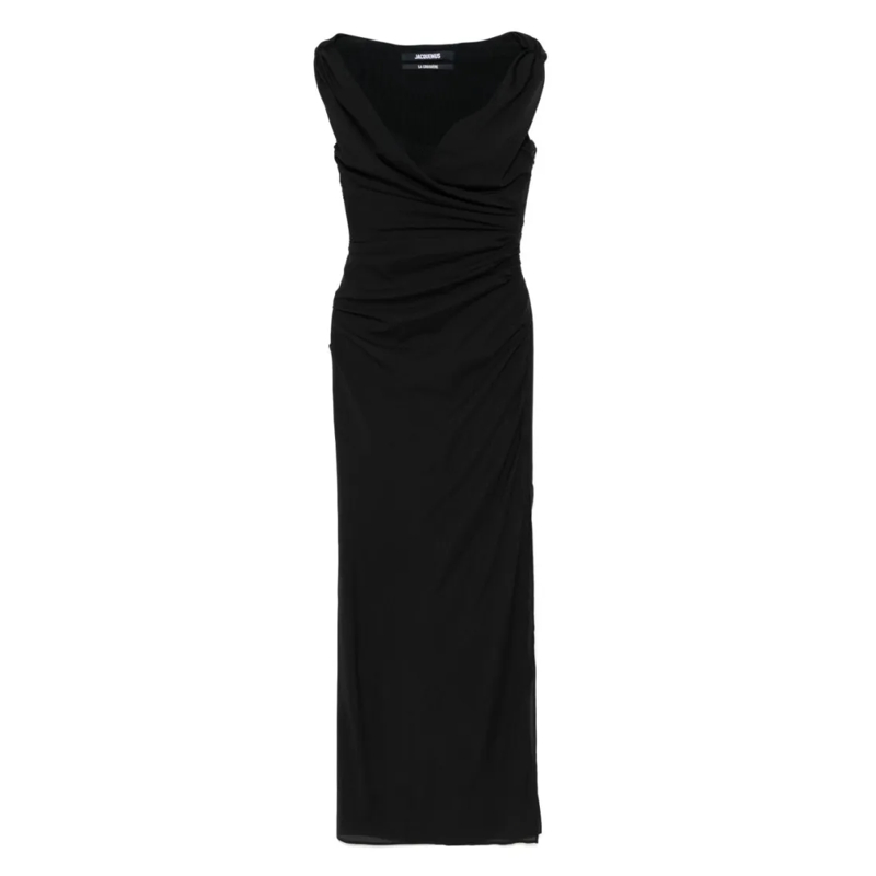 Jacquemus  Maxi Dress With Ruched Bodice Black