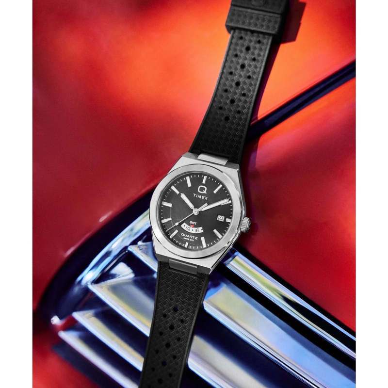 Timex Quarzuhr Quarz-Analoguhr Q Timex Continental Gmt schwarz(Image 6)