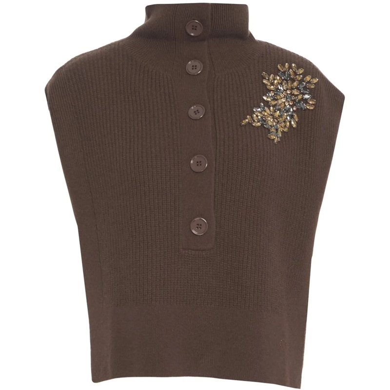 LIU JO  Knit vest with rhinestones braun