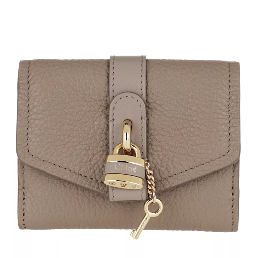 Chloé Aby Mini Trifold Wallet Leather Motty Grey Tri-Fold Wallet
